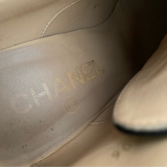 Chanel Black Leather CC Cap Toe Lace Up Platform Ankle Boots - Picture 15 of 16